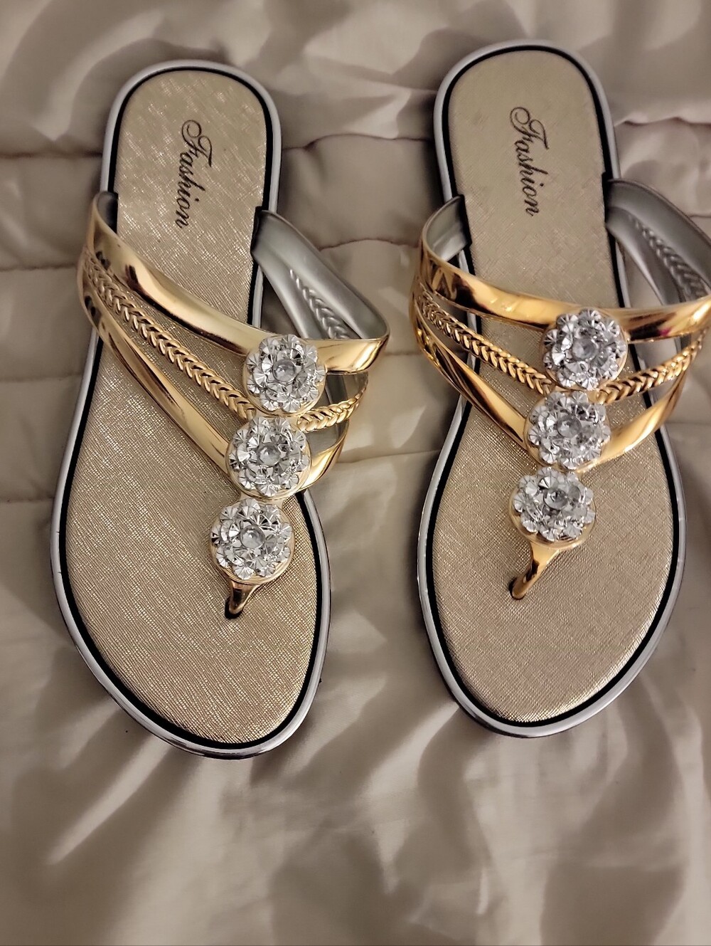SHEIN Gold Braided Strap Women's Sandals